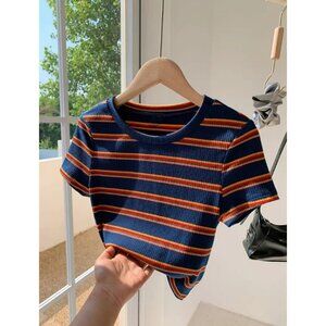 Heathex Slim Fit Striped Sports T-Shirt
